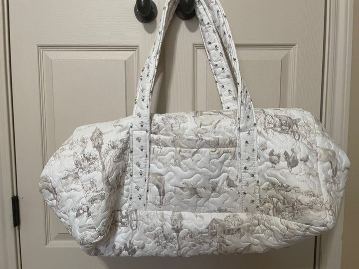 Aledo Toile Linen Quilted Duffle Bag-Duffel Bags-Ida Mae Home-Whiskey Ray's Boutique, Women's Western Wear Boutique in Waxahachie, TX
