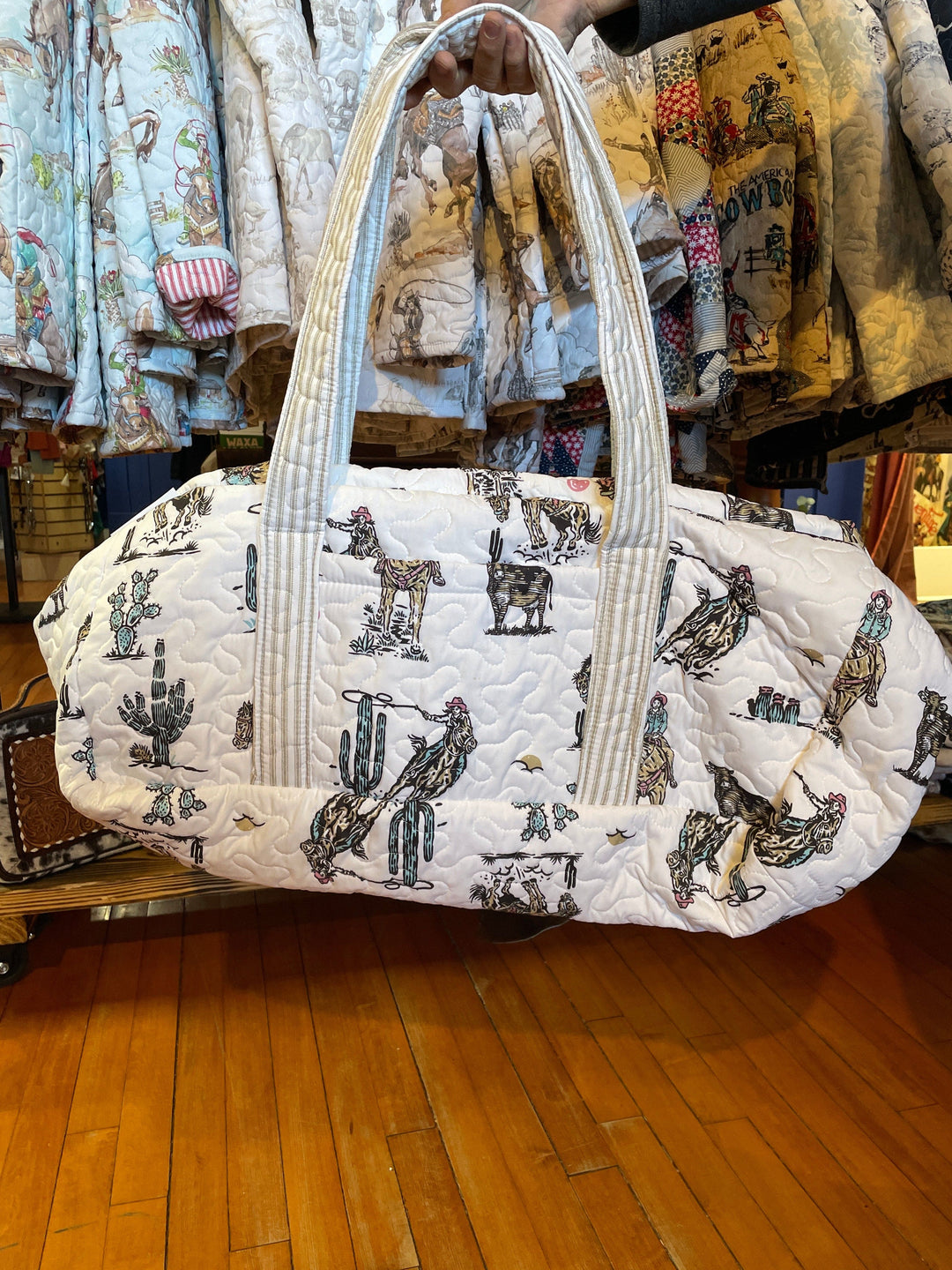 Cowgirl Wild West Quilted Duffle Bag-Duffel Bags-Ida Mae Home-Whiskey Ray's Boutique, Women's Western Wear Boutique in Waxahachie, TX