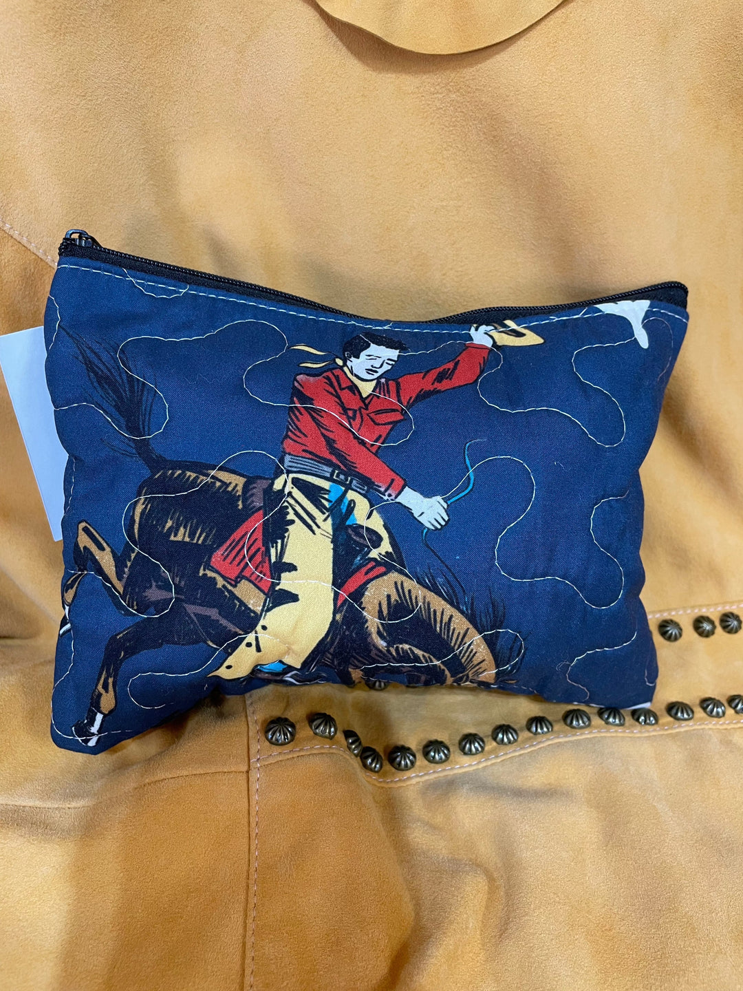 Lazy J Quilted Makeup Bag Navy-Makeup Bags-Ida Mae Home-Whiskey Ray's Boutique, Women's Western Wear Boutique in Waxahachie, TX