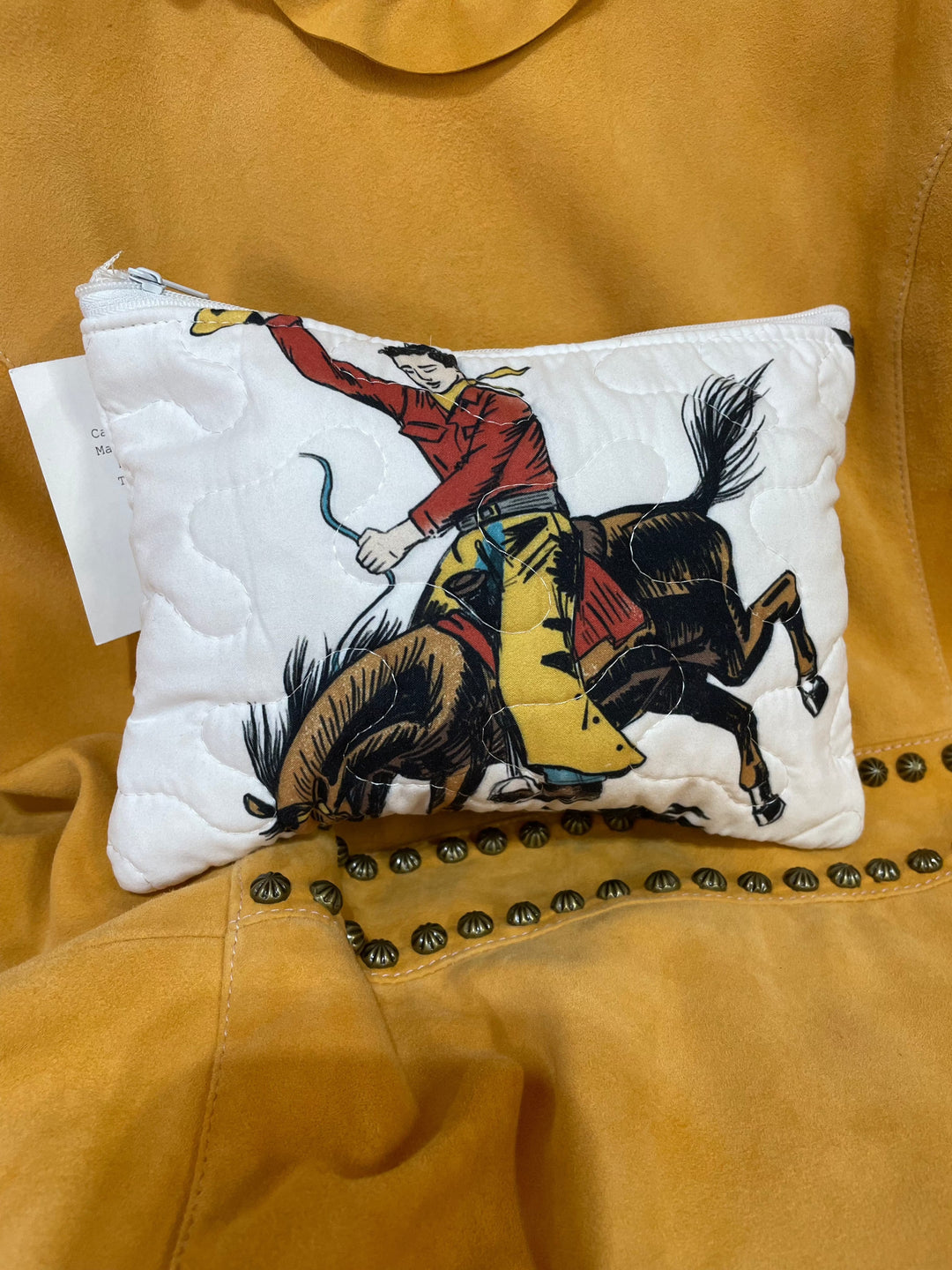 Lazy J white Bronc Makeup bag-Makeup Bags-Ida Mae Home-Whiskey Ray's Boutique, Women's Western Wear Boutique in Waxahachie, TX