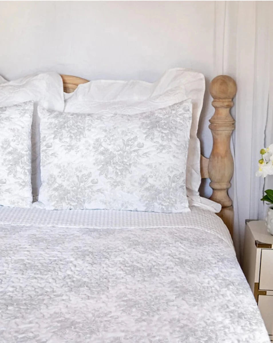 Rose Toile in Grey Euro Sham-Pillows-Ida Mae Home-Whiskey Ray's Boutique, Women's Western Wear Boutique in Waxahachie, TX