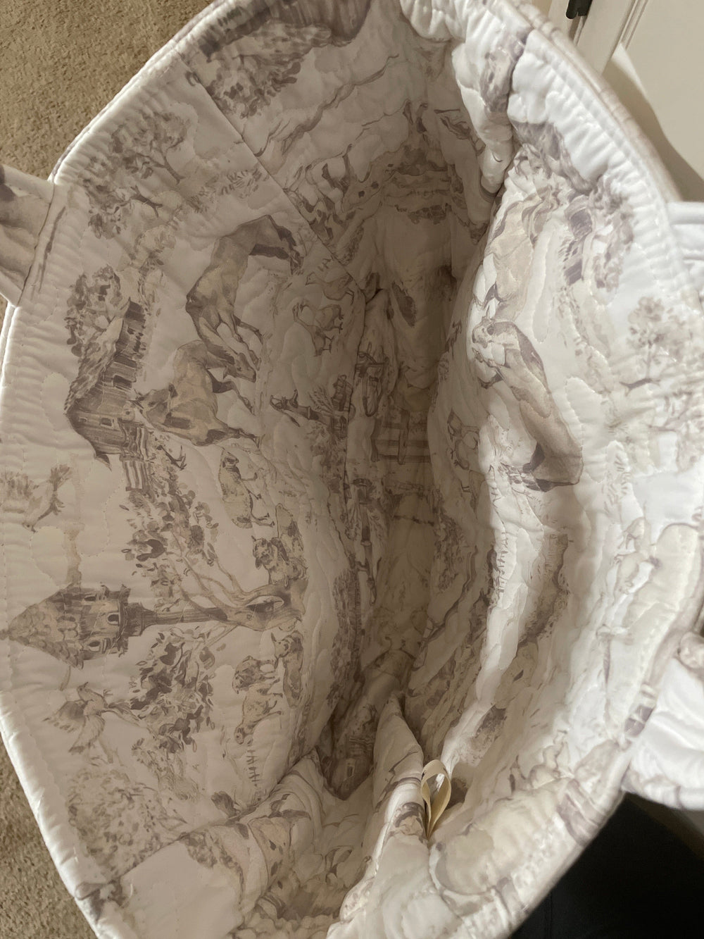 Aledo Toile Linen Small Quilted Tote bag-Tote Bags-Ida Mae Home-Whiskey Ray's Boutique, Women's Western Wear Boutique in Waxahachie, TX