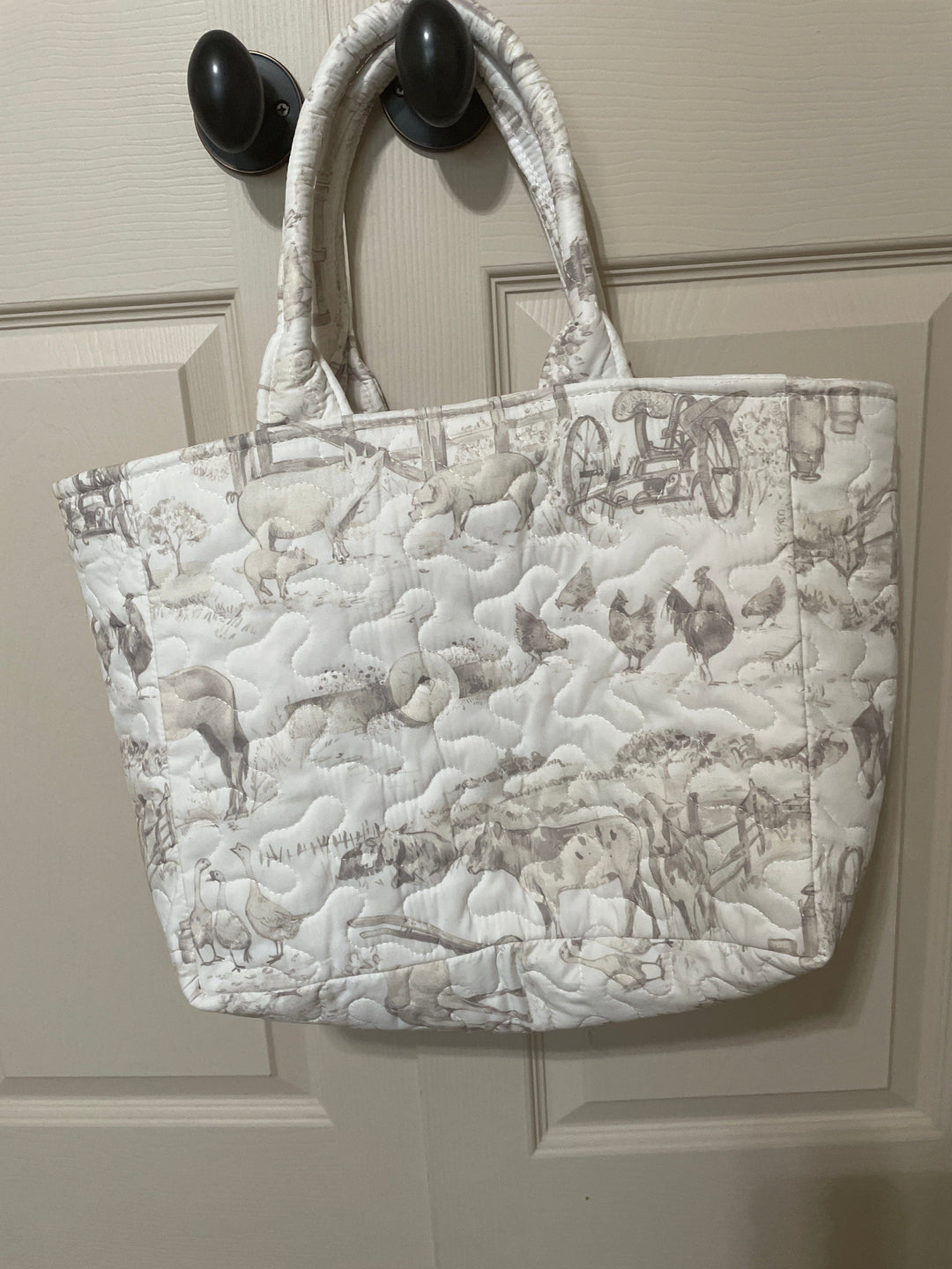Aledo Toile Linen Small Quilted Tote bag-Tote Bags-Ida Mae Home-Whiskey Ray's Boutique, Women's Western Wear Boutique in Waxahachie, TX