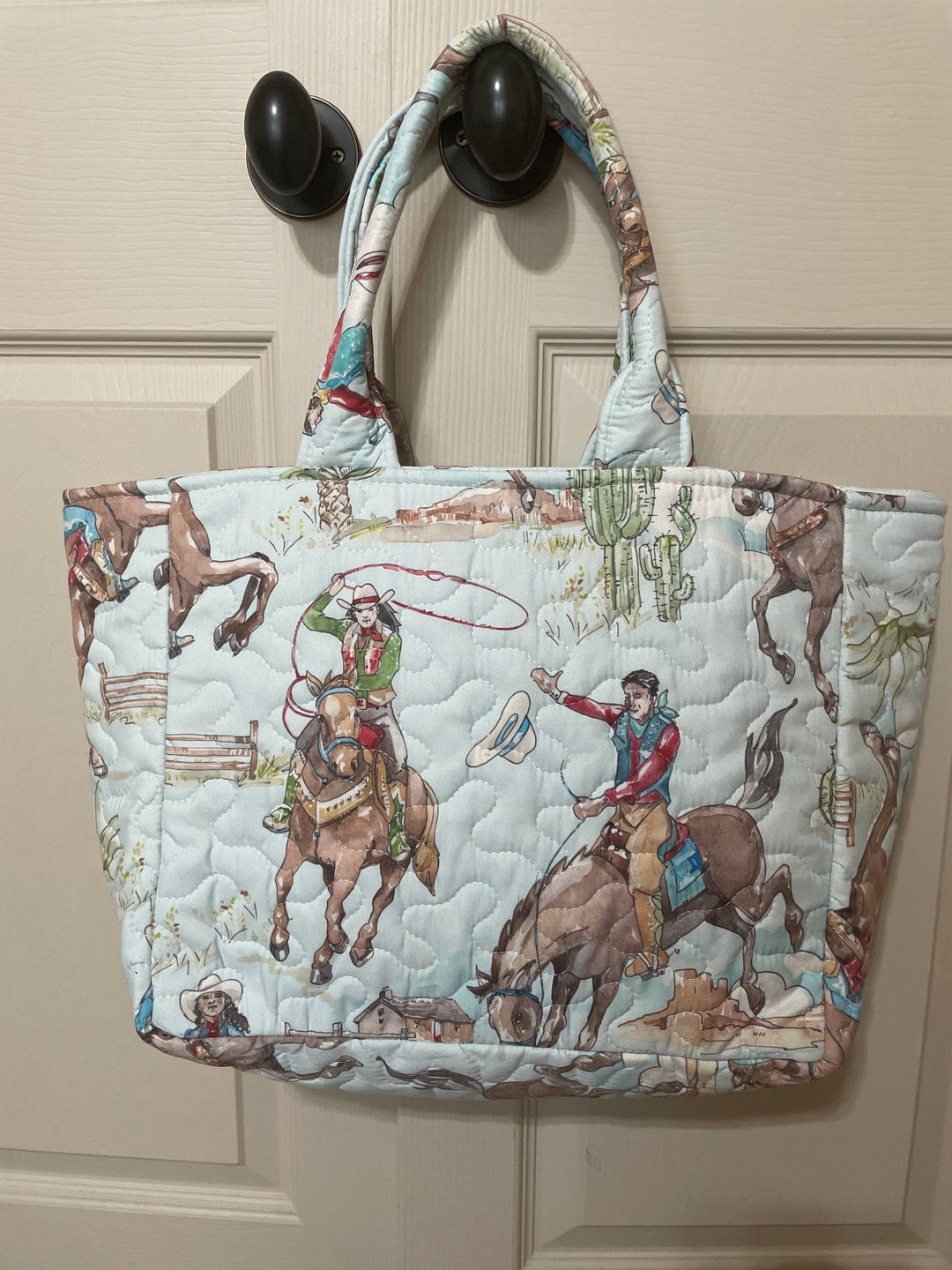 Birdie Cowgirl Multi Small Quilted Tote bag-Tote Bags-Ida Mae Home-Whiskey Ray's Boutique, Women's Western Wear Boutique in Waxahachie, TX