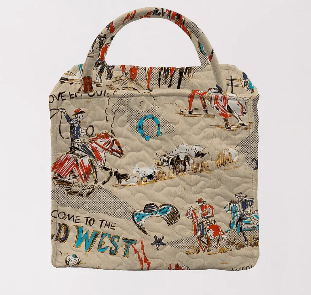 Cattle Drive Linen Small Quilted Tote bag-Tote Bags-Ida Mae Home-Whiskey Ray's Boutique, Women's Western Wear Boutique in Waxahachie, TX