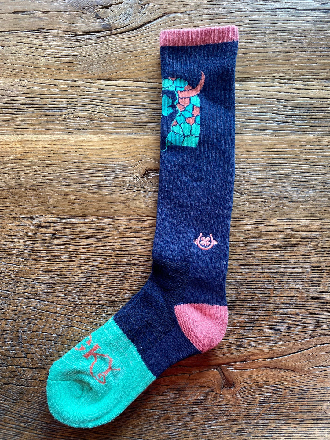 Lucky Chuck Steer Head Navy/Pink Performance Socks-Socks-Lucky Chuck-Whiskey Ray's Boutique, Women's Western Wear Boutique in Waxahachie, TX