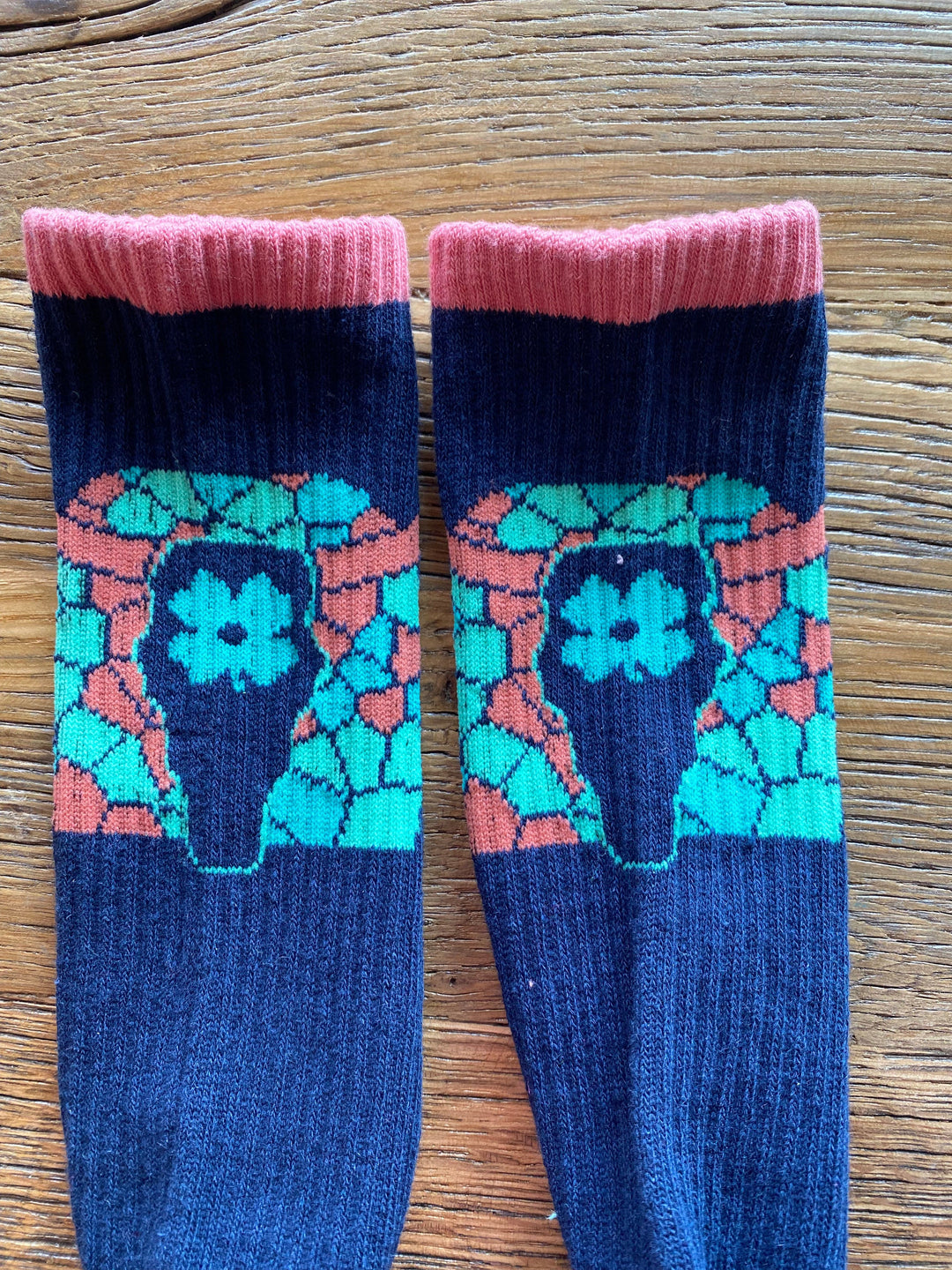 Lucky Chuck Steer Head Navy/Pink Performance Socks-Socks-Lucky Chuck-Whiskey Ray's Boutique, Women's Western Wear Boutique in Waxahachie, TX