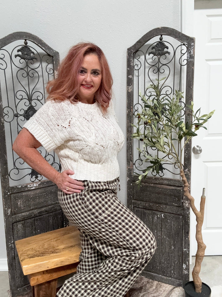 Women's Black Gingham Pant-Pants-Molly Bracken-Whiskey Ray's Boutique, Women's Western Wear Boutique in Waxahachie, TX