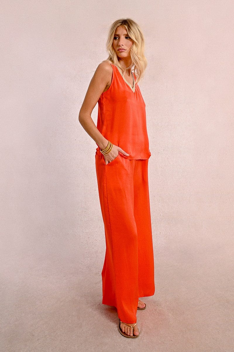 Women's Coral Sleeveless Blouse-Women's top-Molly Bracken-Whiskey Ray's Boutique, Women's Western Wear Boutique in Waxahachie, TX