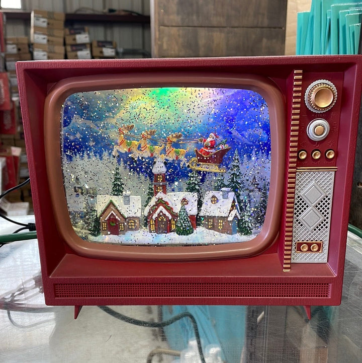Santa Flying over Town Musical lighted Water Tv-Seasonal-Raz Imports-Whiskey Ray's Boutique, Women's Western Wear Boutique in Waxahachie, TX
