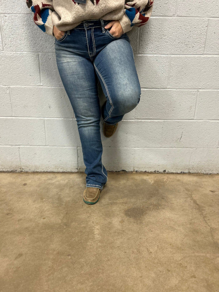Rock & Roll Mid Rise Extra Stretch Bootcut Riding Jeans-Jeans-Rock & Roll Denim-Whiskey Ray's Boutique, Women's Western Wear Boutique in Waxahachie, TX