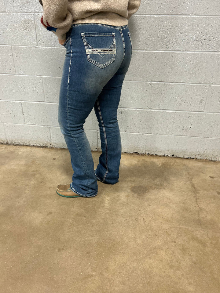 Rock & Roll Mid Rise Extra Stretch Bootcut Riding Jeans-Jeans-Rock & Roll Denim-Whiskey Ray's Boutique, Women's Western Wear Boutique in Waxahachie, TX