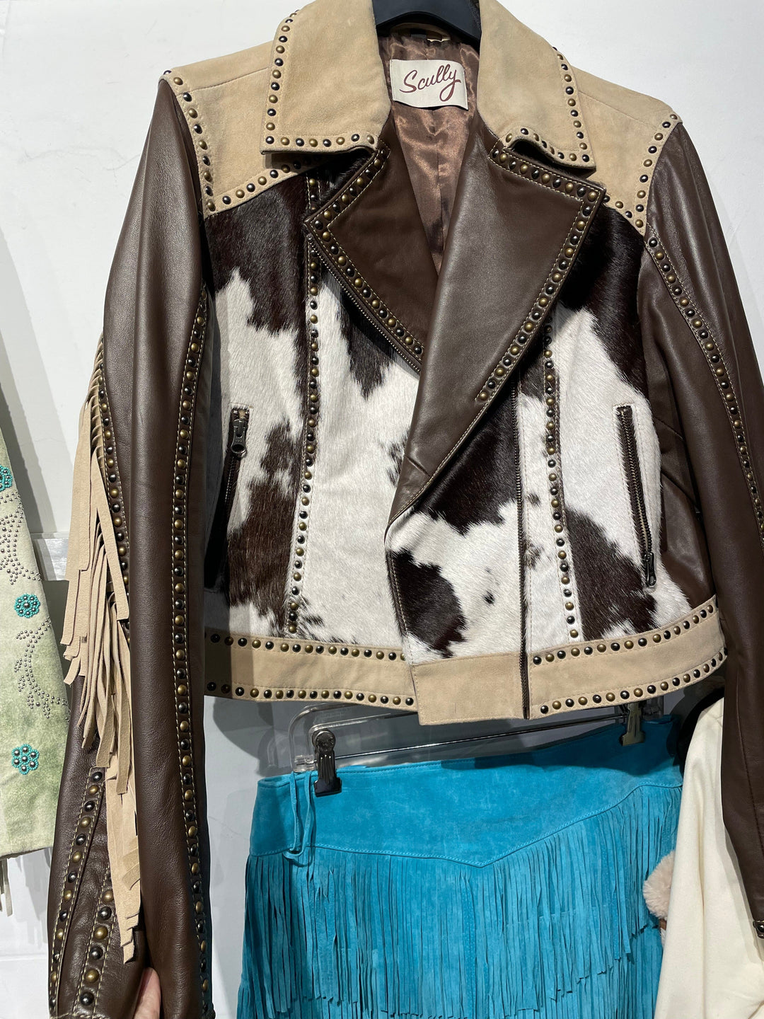 Cowhide Cadillac Jacket-Coats & Jackets-Scully-Whiskey Ray's Boutique, Women's Western Wear Boutique in Waxahachie, TX