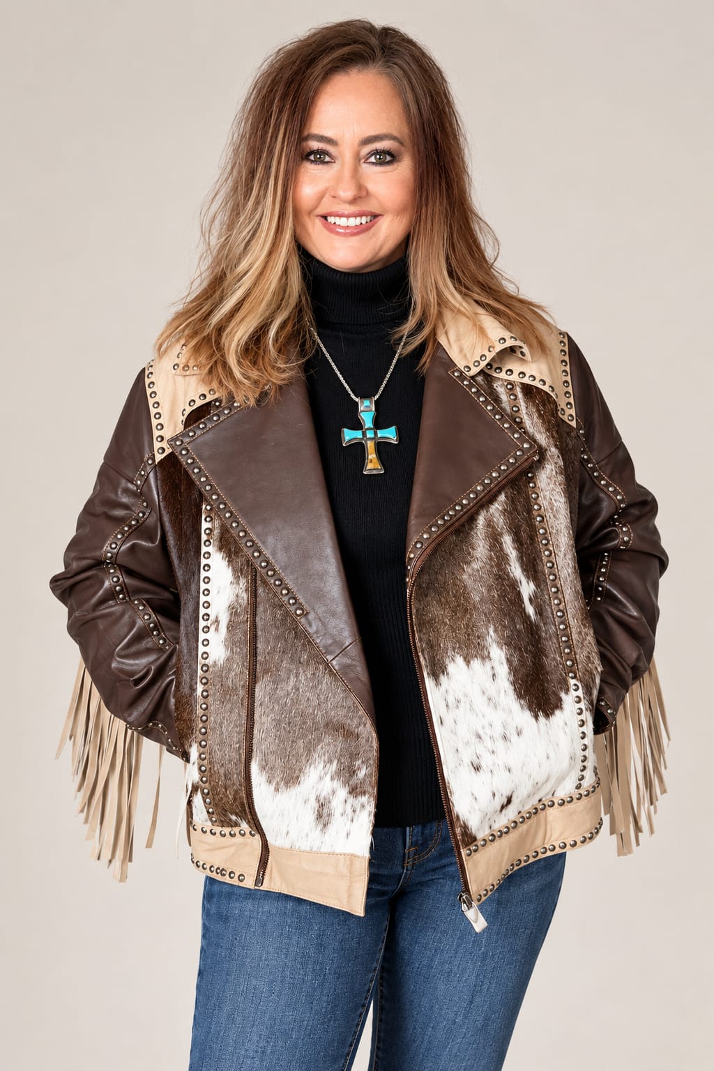 Cowhide Cadillac Jacket-Coats & Jackets-Scully-Whiskey Ray's Boutique, Women's Western Wear Boutique in Waxahachie, TX