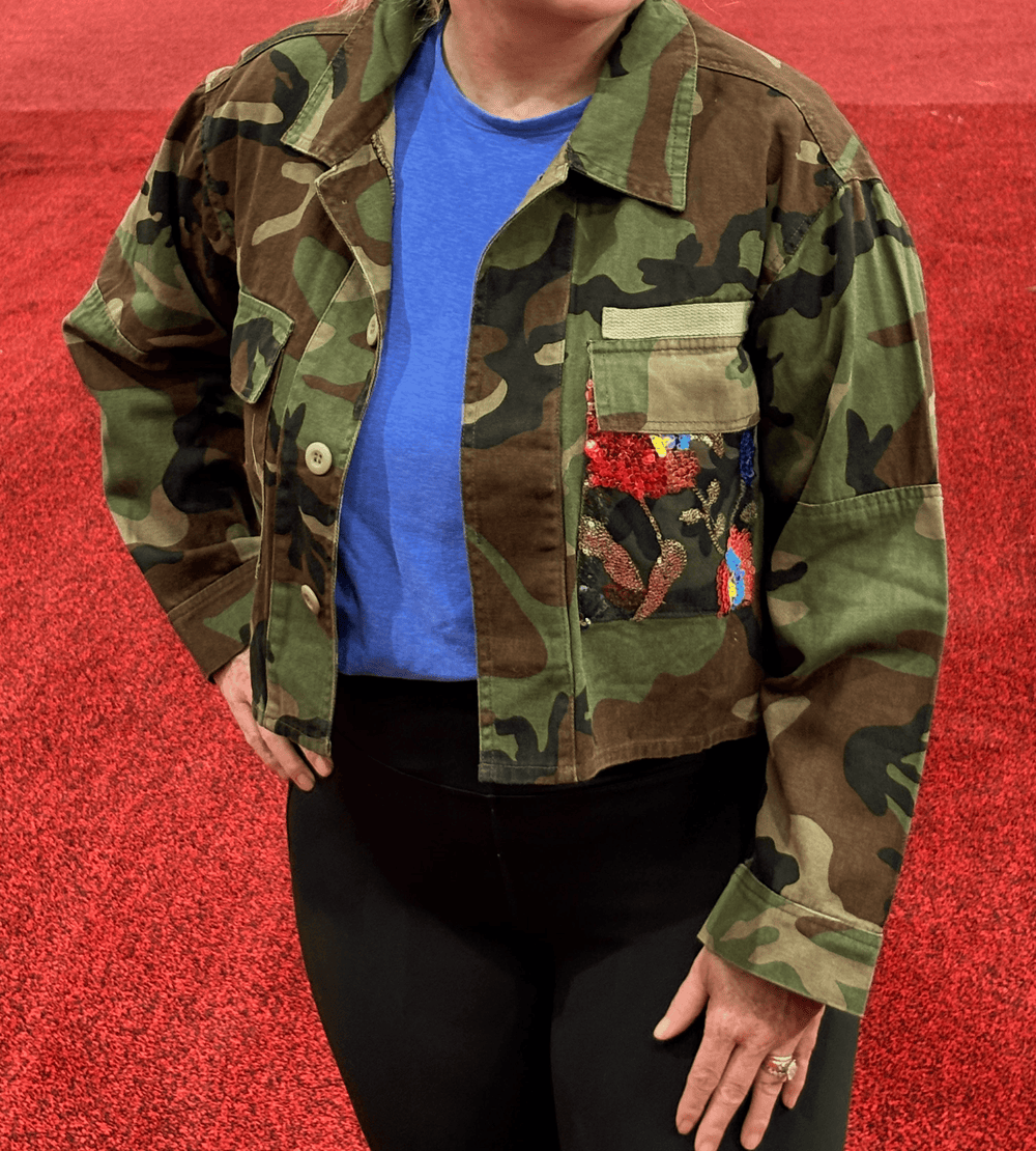 Grit & Glitter Camo Jacket-Coats & Jackets-Scully-Whiskey Ray's Boutique, Women's Western Wear Boutique in Waxahachie, TX