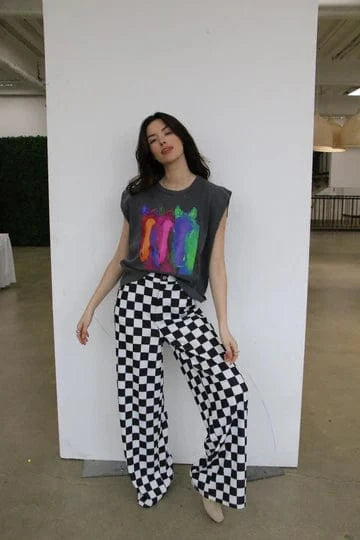 Women's Checker Trouser Pants-Pants-Turquoise Haven-Whiskey Ray's Boutique, Women's Western Wear Boutique in Waxahachie, TX