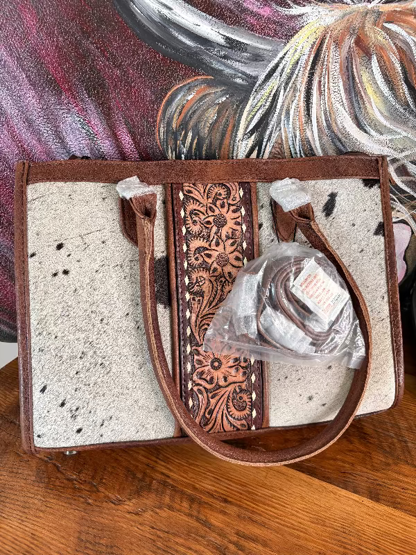 Cowhide & Tooled Leather Trail Boss Tote-Accessories-Whiskey Ray's Boutique-Whiskey Ray's Boutique, Women's Western Wear Boutique in Waxahachie, TX