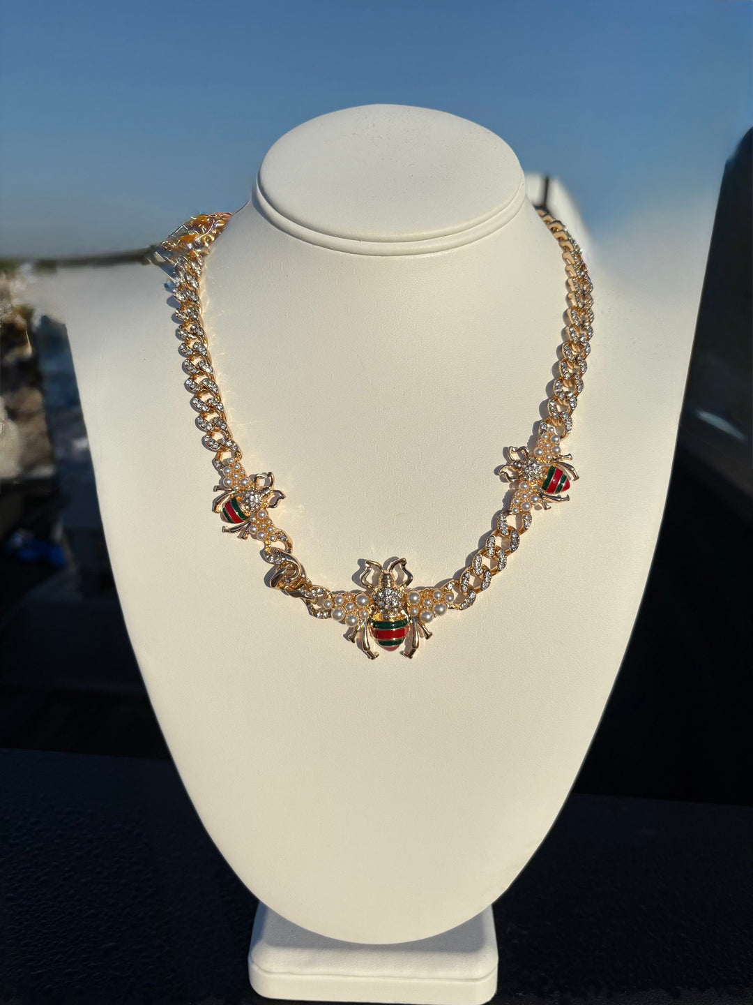 3 Bee Chain Necklace-Accessories-Whiskey Ray's Boutique-Whiskey Ray's Boutique, Women's Western Wear Boutique in Waxahachie, TX