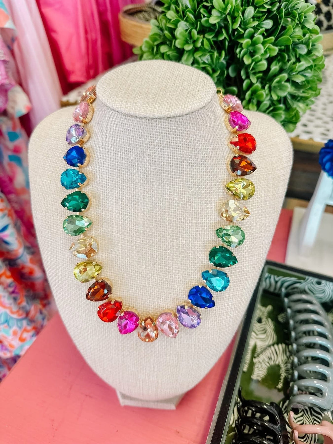 Rainbow Jeweled Necklace-Accessories-Whiskey Ray's Boutique-Whiskey Ray's Boutique, Women's Western Wear Boutique in Waxahachie, TX