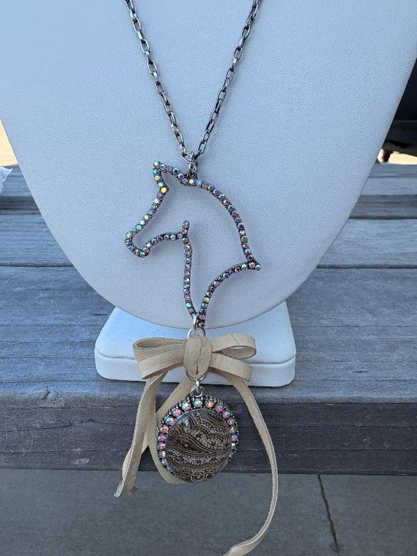 Crystal Horse Head Necklace-Accessories-Whiskey Ray's Boutique-Whiskey Ray's Boutique, Women's Western Wear Boutique in Waxahachie, TX