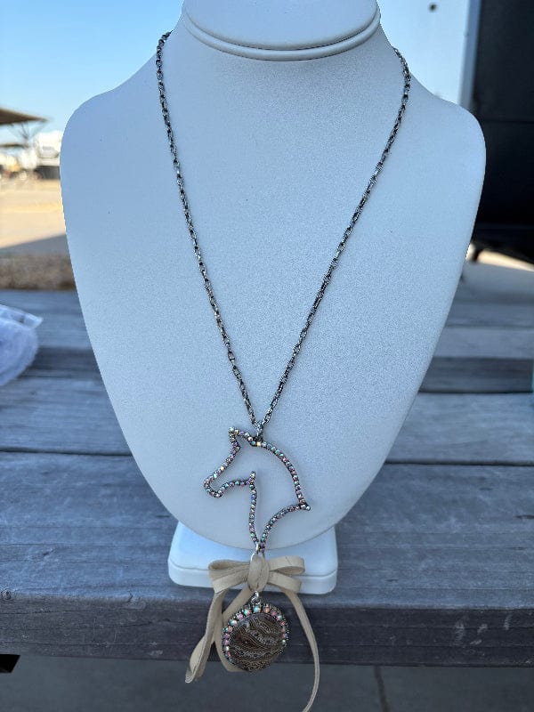 Crystal Horse Head Necklace-Accessories-Whiskey Ray's Boutique-Whiskey Ray's Boutique, Women's Western Wear Boutique in Waxahachie, TX