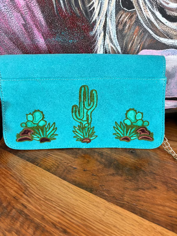 Turquoise Desert Bloom Clutch-Accessories-Whiskey Ray's Boutique-Whiskey Ray's Boutique, Women's Western Wear Boutique in Waxahachie, TX