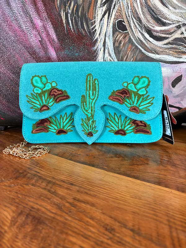 Turquoise Desert Bloom Clutch-Accessories-Whiskey Ray's Boutique-Whiskey Ray's Boutique, Women's Western Wear Boutique in Waxahachie, TX