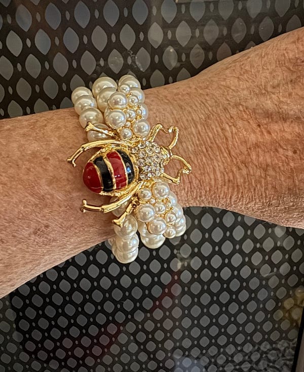 Bumble Bee Pearl Bracelet-Accessories-Whiskey Ray's Boutique-Whiskey Ray's Boutique, Women's Western Wear Boutique in Waxahachie, TX