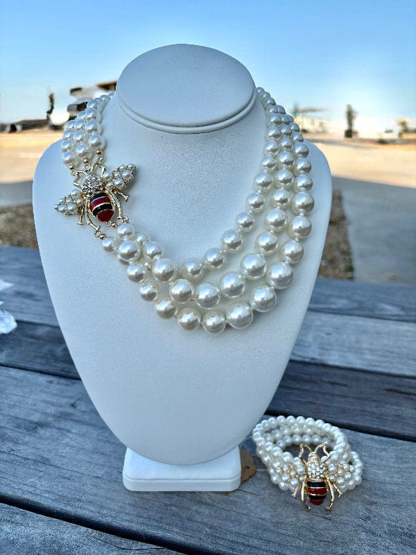 Bumble Bee Pearl Bracelet-Accessories-Whiskey Ray's Boutique-Whiskey Ray's Boutique, Women's Western Wear Boutique in Waxahachie, TX