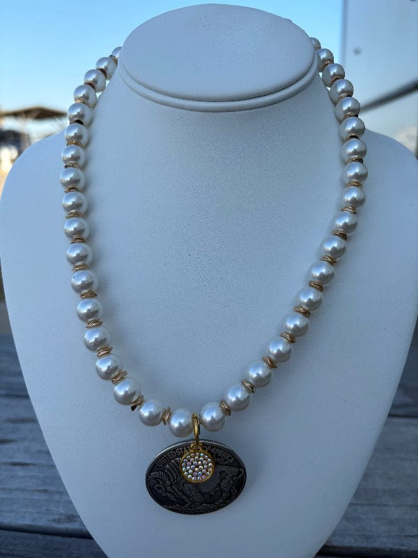 Pearl Coin Necklace-Accessories-Whiskey Ray's Boutique-Whiskey Ray's Boutique, Women's Western Wear Boutique in Waxahachie, TX