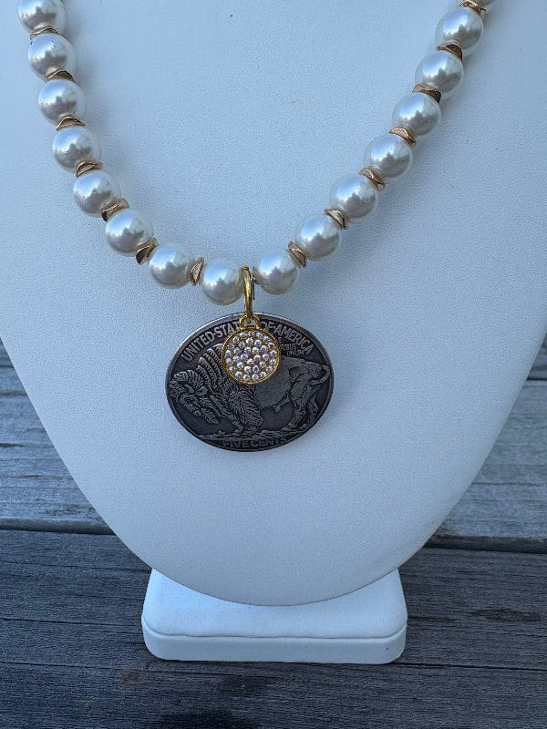 Pearl Coin Necklace-Accessories-Whiskey Ray's Boutique-Whiskey Ray's Boutique, Women's Western Wear Boutique in Waxahachie, TX