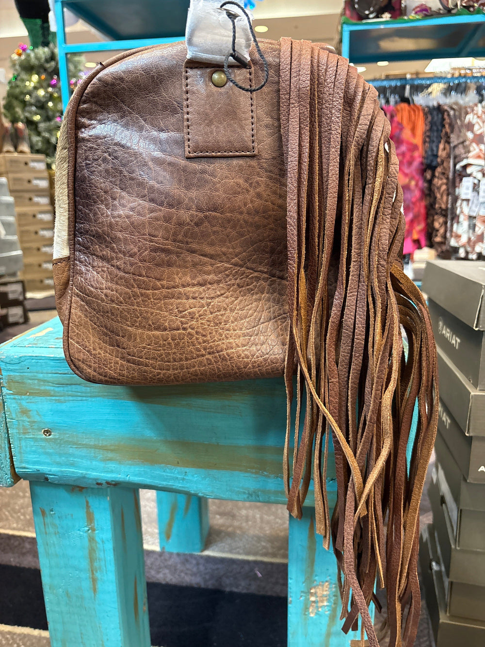 Wildberry Cowide Fringe Tote-Accessories-Whiskey Ray's Boutique-Whiskey Ray's Boutique, Women's Western Wear Boutique in Waxahachie, TX