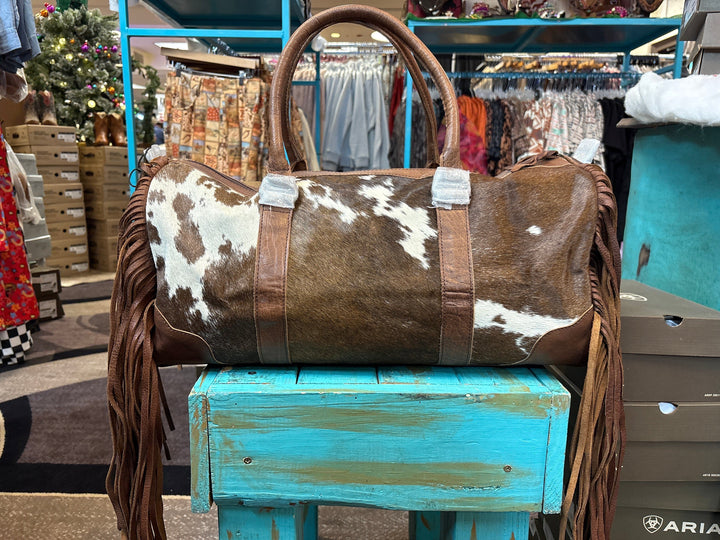 Wildberry Cowide Fringe Tote-Accessories-Whiskey Ray's Boutique-Whiskey Ray's Boutique, Women's Western Wear Boutique in Waxahachie, TX