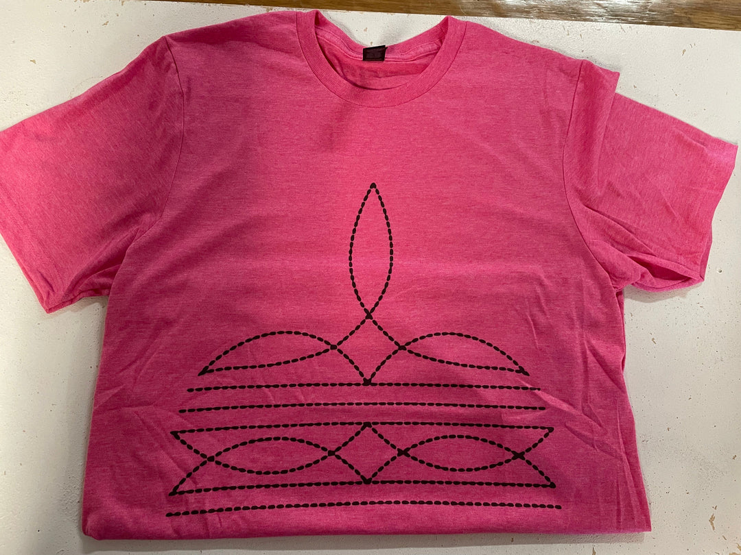 Pink Boot Stitch Tee-Graphic Tops-Whiskey Ray's Boutique-Whiskey Ray's Boutique, Women's Western Wear Boutique in Waxahachie, TX