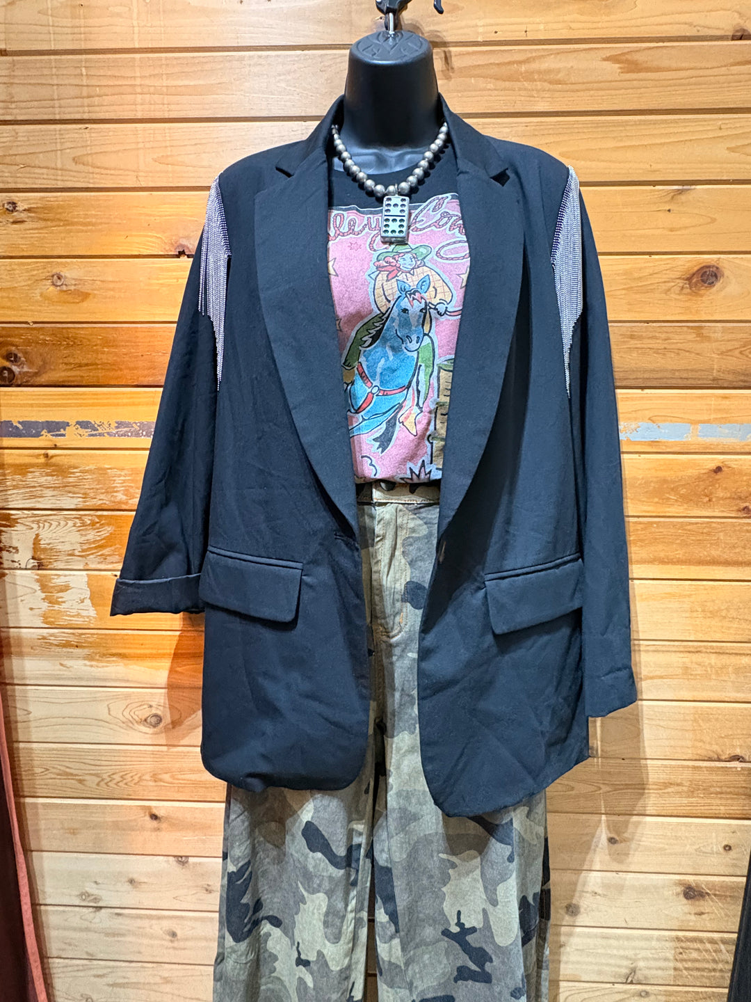 Cowgirl Stomping Rhinestone Blazer-Blazers-Whiskey Ray's Boutique-Whiskey Ray's Boutique, Women's Western Wear Boutique in Waxahachie, TX