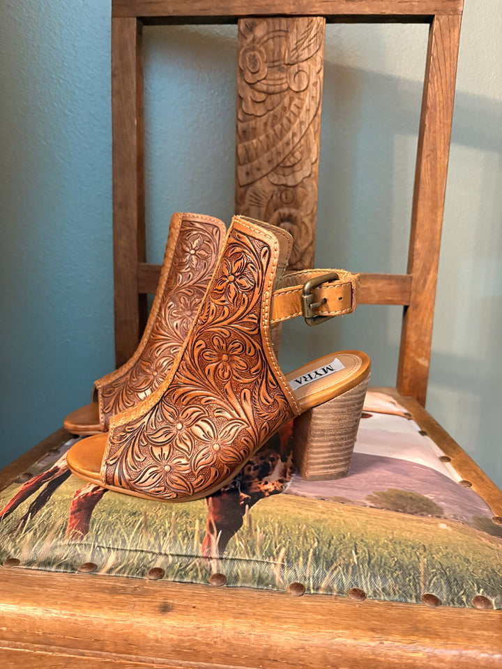 Whiskey Ray's Boutique Boots 6 / Brown Callandra High Front Hand-Tooled Boot