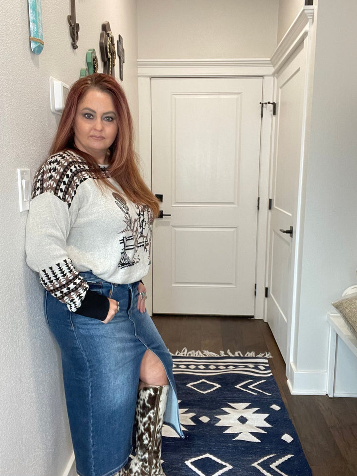 Crossover Midi Skirt-Skirts-Whiskey Ray's Boutique-Whiskey Ray's Boutique, Women's Western Wear Boutique in Waxahachie, TX