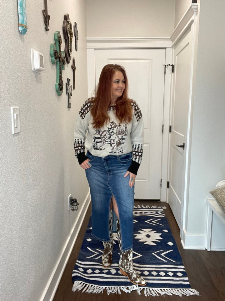 Crossover Midi Skirt-Skirts-Whiskey Ray's Boutique-Whiskey Ray's Boutique, Women's Western Wear Boutique in Waxahachie, TX