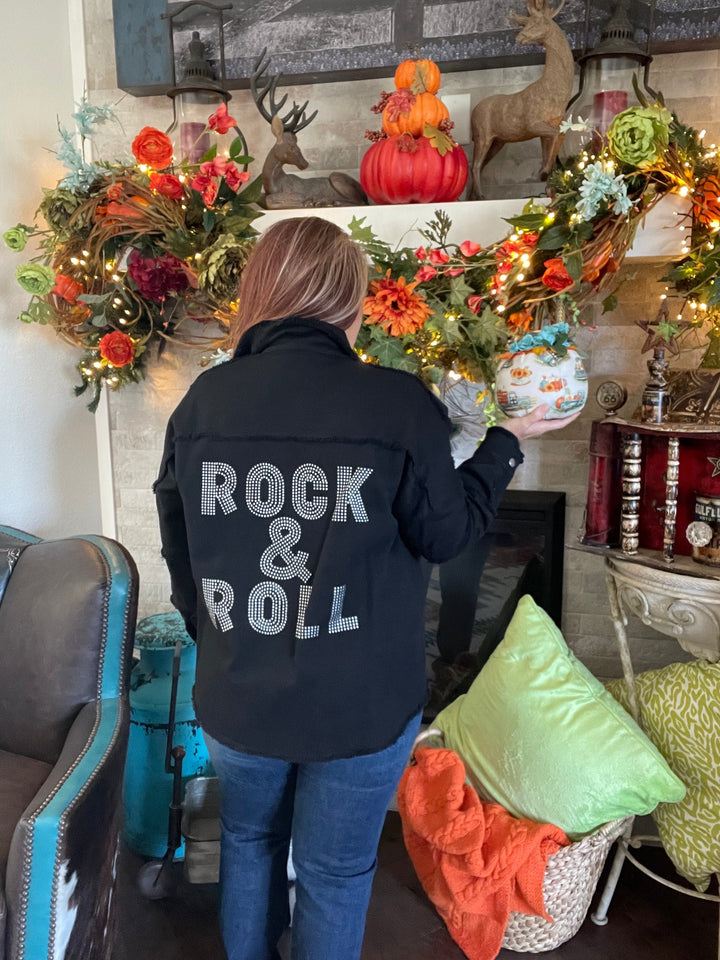 Curvy Rock & Roll Rhinestone Shacket-Coats & Jackets-Whiskey Ray's Boutique-Whiskey Ray's Boutique, Women's Western Wear Boutique in Waxahachie, TX