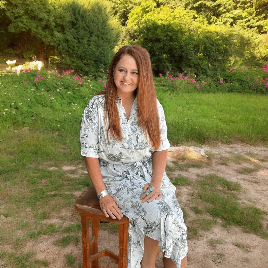 Black Landscape Print Dress in-Dresses-Whiskey Ray's Boutique-Whiskey Ray's Boutique, Women's Western Wear Boutique in Waxahachie, TX