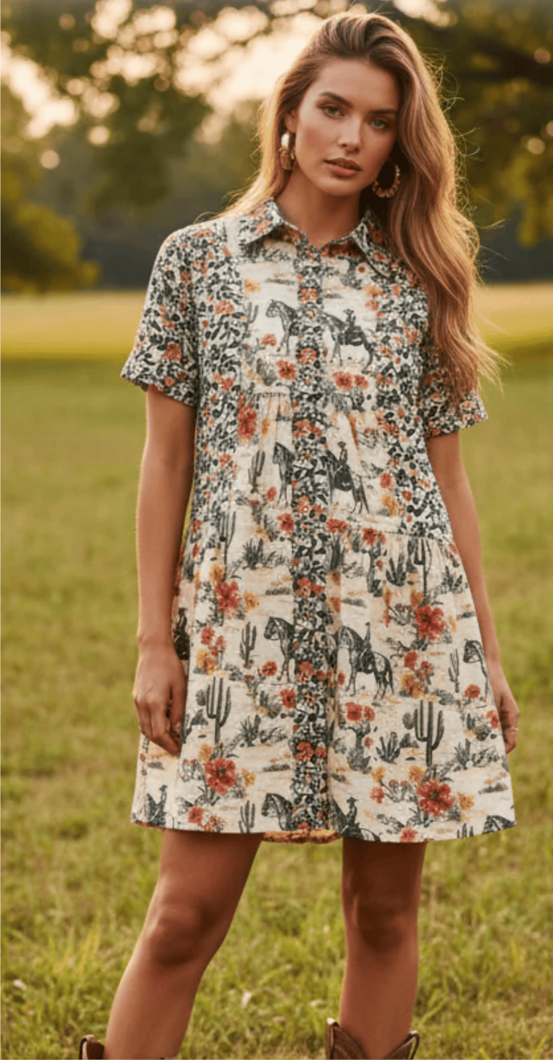 Desert Saddle Patchwork Shirt Dress-Dresses-Whiskey Ray's Boutique-Whiskey Ray's Boutique, Women's Western Wear Boutique in Waxahachie, TX