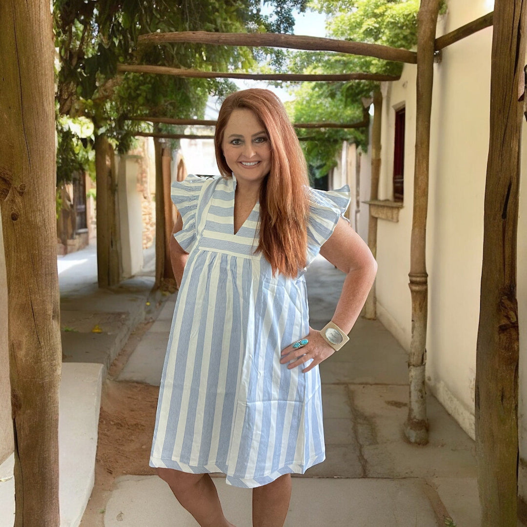 Stripe Mini Dress-Dresses-Whiskey Ray's Boutique-Whiskey Ray's Boutique, Women's Western Wear Boutique in Waxahachie, TX