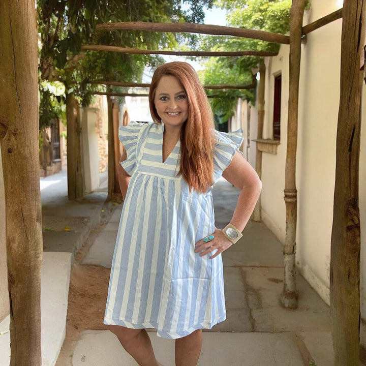 Stripe Mini Dress-Dresses-Whiskey Ray's Boutique-Whiskey Ray's Boutique, Women's Western Wear Boutique in Waxahachie, TX