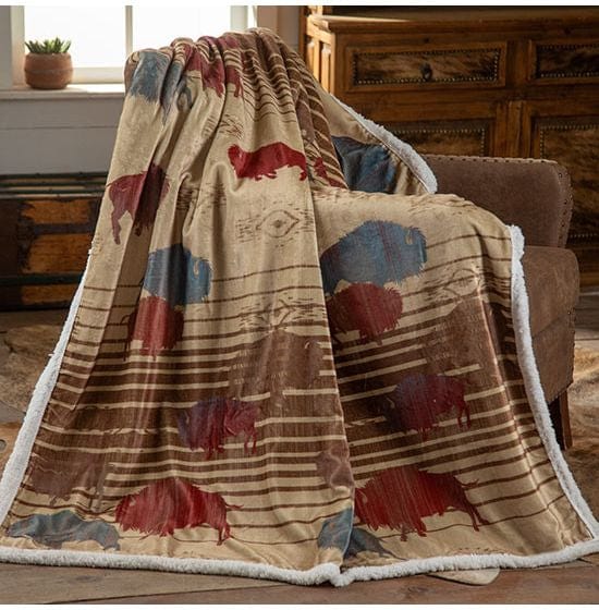 Buffalo Home on The Range Sherpa Throw Blanket-Blankets-Whiskey Ray's Boutique-Whiskey Ray's Boutique, Women's Western Wear Boutique in Waxahachie, TX