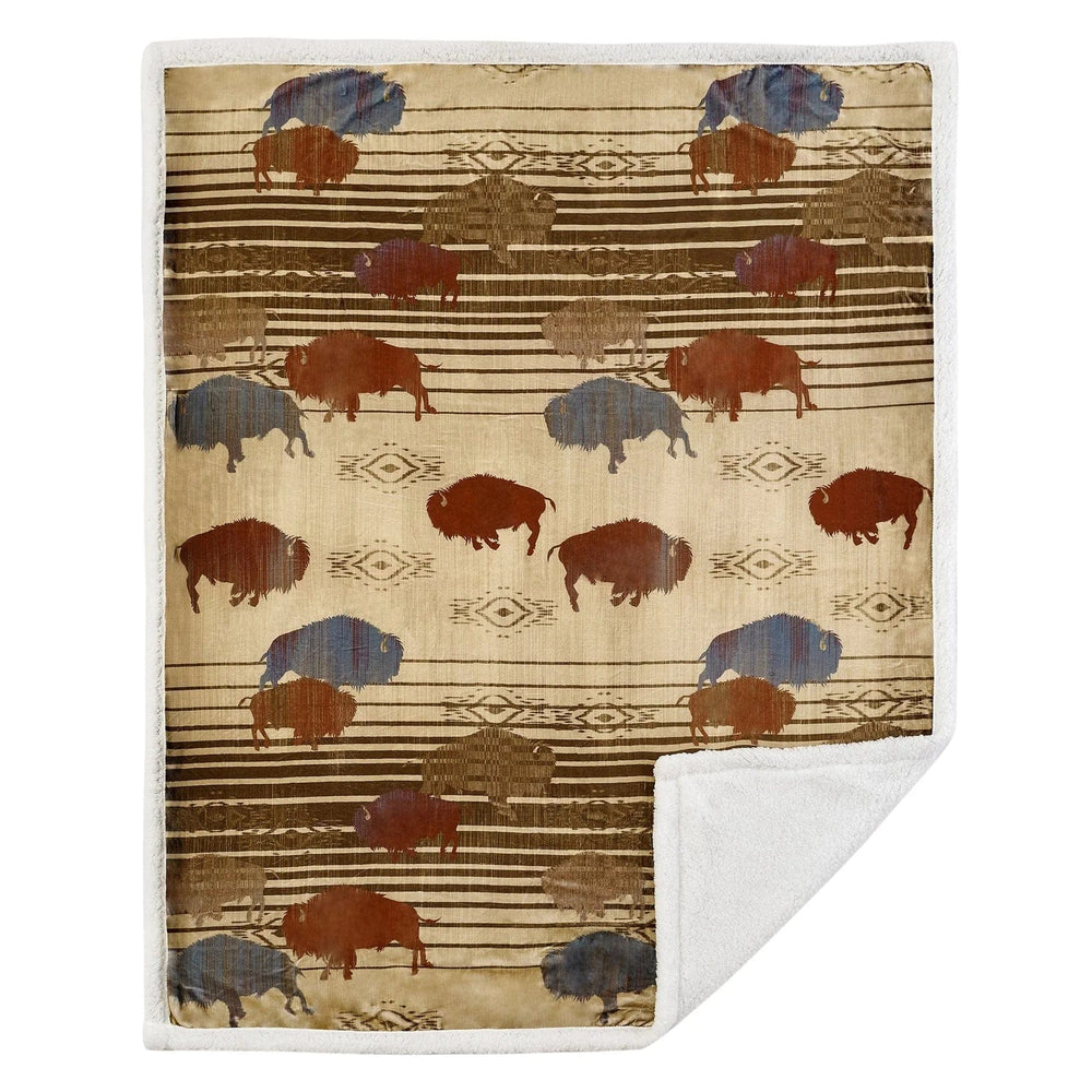 Buffalo Home on The Range Sherpa Throw Blanket-Blankets-Whiskey Ray's Boutique-Whiskey Ray's Boutique, Women's Western Wear Boutique in Waxahachie, TX