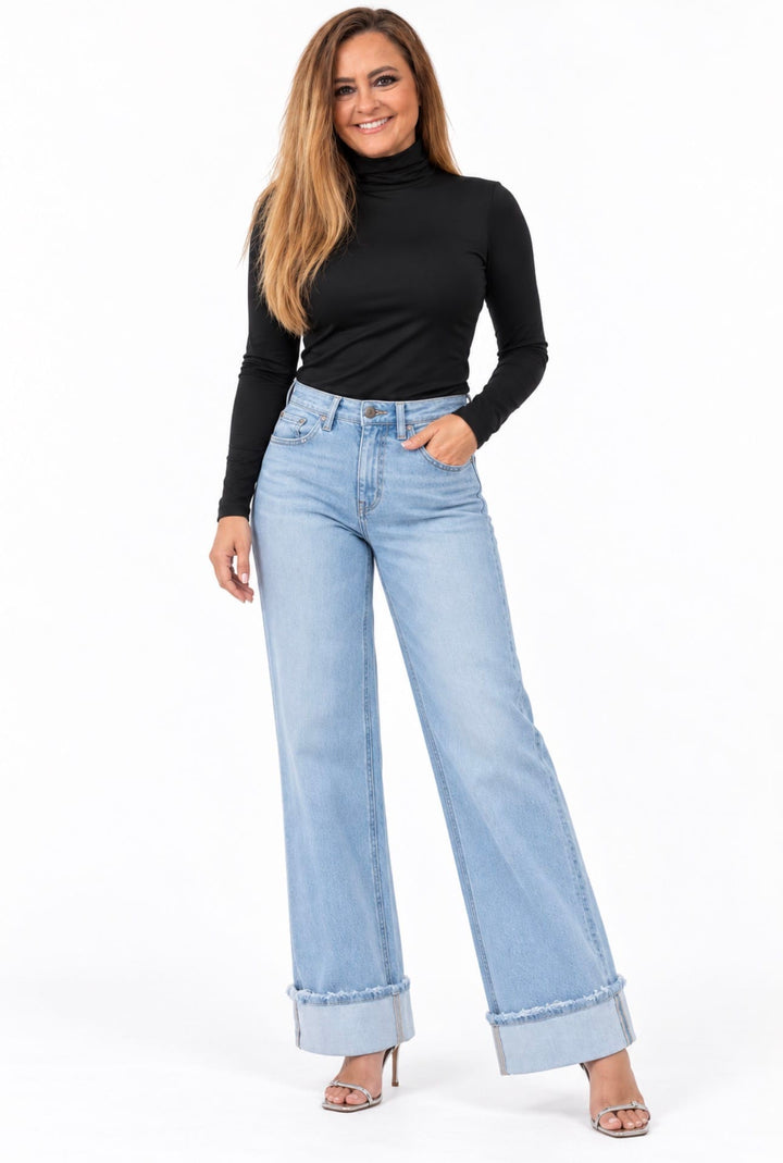 Whiskey Ray's Boutique Jeans Super High Rise Cuffed Baggy Wide Jeans