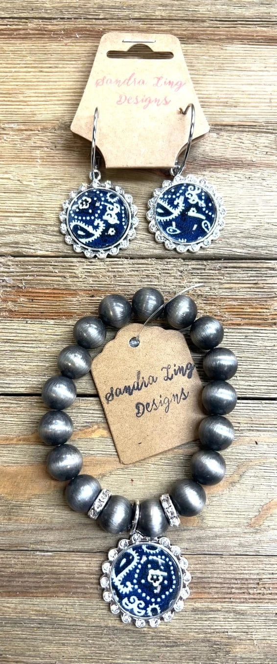 Women's Bandana Bliss Bracelet-Blue-Jewelry-Whiskey Ray's Boutique-Whiskey Ray's Boutique, Women's Western Wear Boutique in Waxahachie, TX