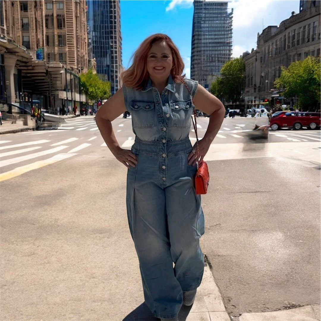 The Wild West Wide-Leg Denim Jumpsuit-Jumpsuits & Rompers-Whiskey Ray's Boutique-Whiskey Ray's Boutique, Women's Western Wear Boutique in Waxahachie, TX