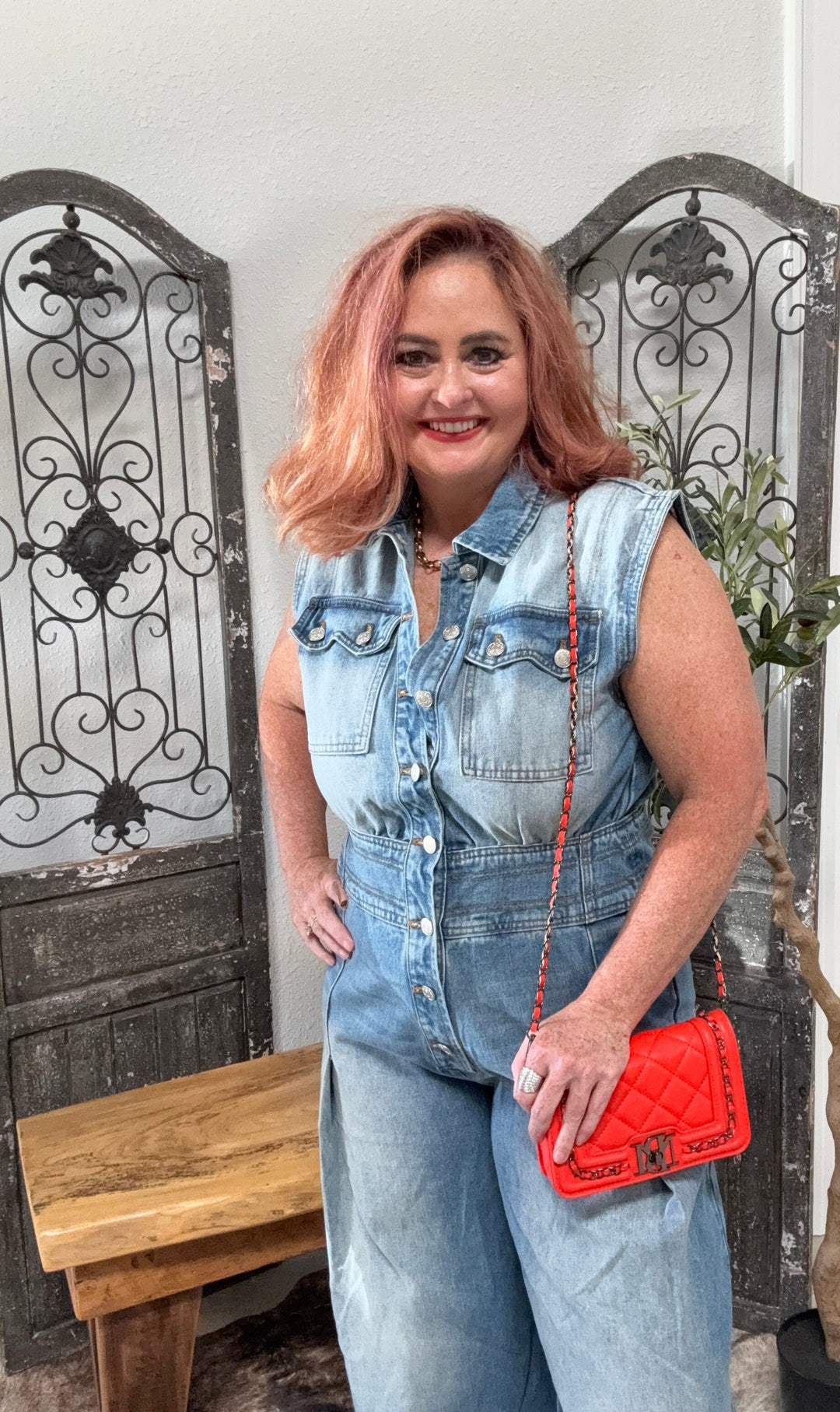 The Wild West Wide-Leg Denim Jumpsuit-Jumpsuits & Rompers-Whiskey Ray's Boutique-Whiskey Ray's Boutique, Women's Western Wear Boutique in Waxahachie, TX