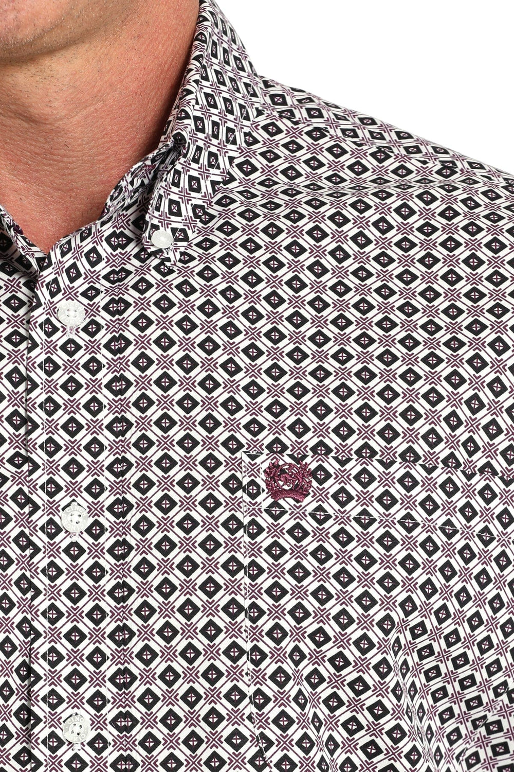 Men's Cinch Classic Button Down -Dark Plum & Black Geo-Men's Shirts-Whiskey Ray's Boutique-Whiskey Ray's Boutique, Women's Western Wear Boutique in Waxahachie, TX